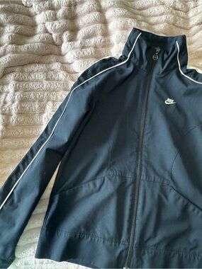 Nike Black Jacket with White Piping